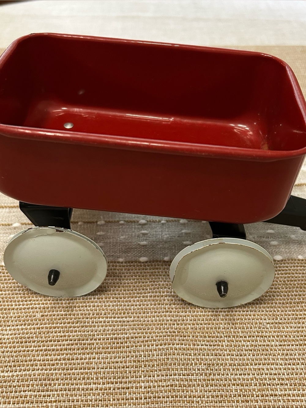 Vintage Teleflora Miniature Little Red Metal Wagon Decor Country Planter Display